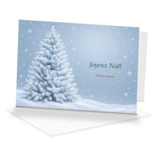 Sapin enneigé · carte de vœux