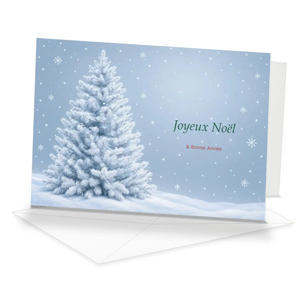 Sapin enneigé · carte de vœux
